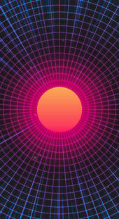 an image of a vaporwave sun with lines radiating from it